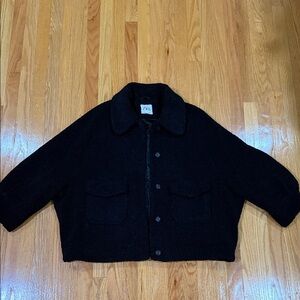 Zara Black Cropped Teddy Jacket